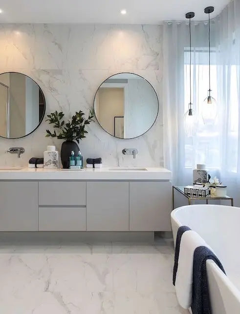 Kent white marble effect porcelain tiles 600mm by 600mm