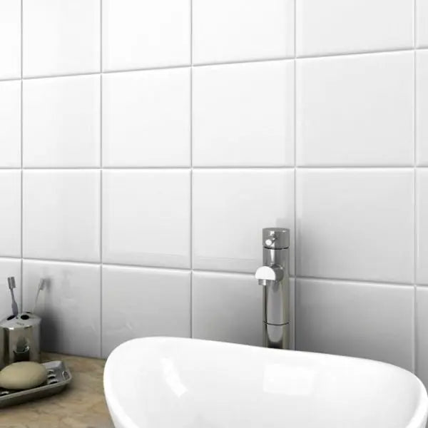 Simply white gloss ceramic wall tiles 150mm by 150mm